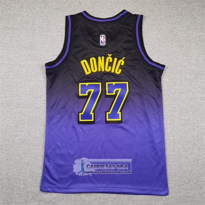 Camiseta Nino Los Angeles Lakers Luka Doncic NO 77 Ciudad 2024-25 Violeta